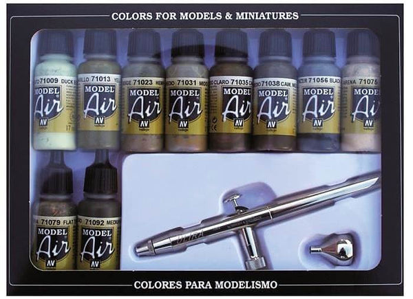Vallejo Model Air Set - Ultra Airbrush + 10 Camo Colours - Panzer Models