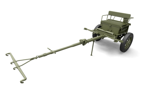 1/35 scale model Miniart USV-BR 76mm Gun Mod.1941 with Limber and Crew