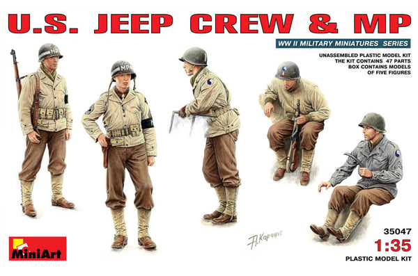Miniart 1/35 U.S. Jeep crew Plastic Figure Model Kit 35047