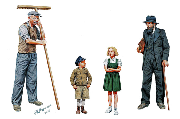 1/35 scale model MasterBox Civilians, Western Region, WWII Era