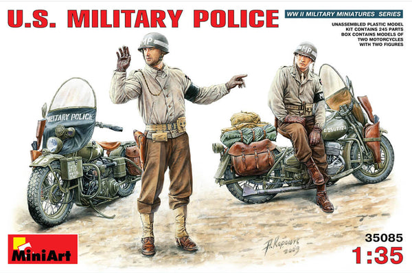 1/35 scale model Miniart US Military Police with Motorcycles