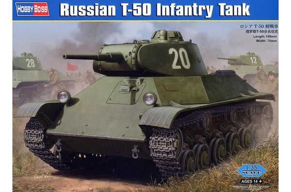  1/35 scale model HobbyBoss Russian T-50 Infantry Tank