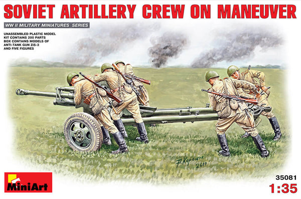 1/35 scale model Miniart Soviet Artillery Crew on Maneuvere