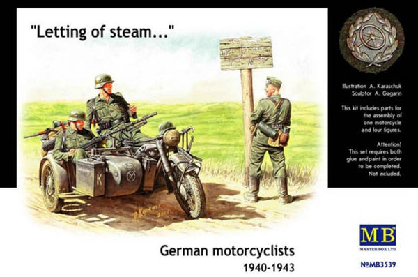 1/35 scale model MasterBox German Motorcyclists 1940-1943 "Letting off steam..."