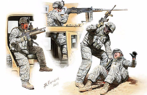 1/35 scale model MasterBox Man Down! US Modern Army, Middle East, Present day