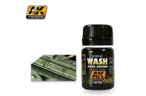 AK Interactive 35ml Enamel Wash Dark Brown for Green Vehicles AK045