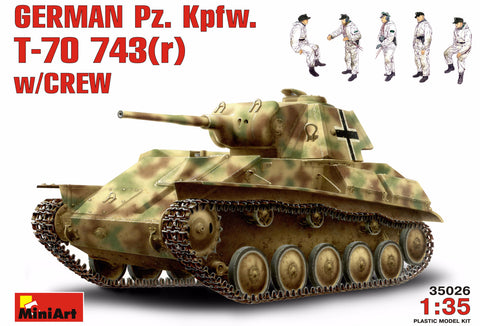 1/35 scale model Miniart 1:35 - German Pz. Kpfw. T-70 743 r w/Crew kit 35026 Panzer Tank