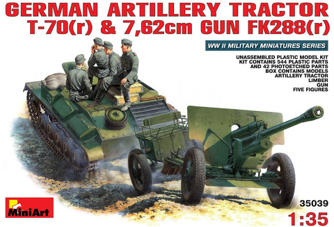 1/35 scale model Miniart German Artillery Tractor T-70 & 7.62cm Gun FK288 w/Crew kit 35039
