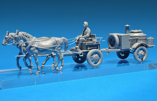1/35 scale model Miniart Soviet Field Kitchen w/Horses Plastic Figure 35057