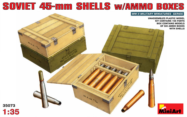1/35 scale model Miniart Soviet 45mm Shells w/Ammo Boxes Kit 35073