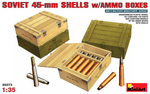1/35 scale model Miniart Soviet 45mm Shells w/Ammo Boxes Kit 35073