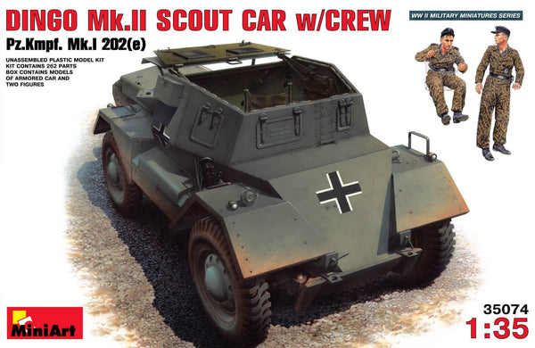 1/35 scale model Miniart Dingo Scout Car Mk II Pz. Kpfw. Mk I 202 e w/Crew 35074