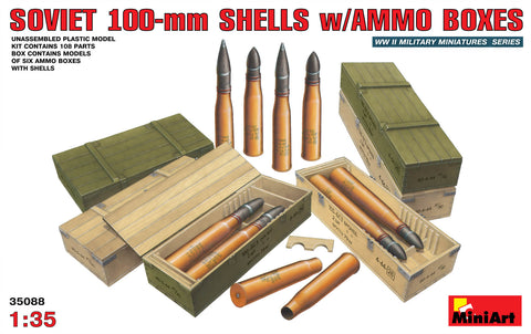 1/35 scale model Miniart 1:35 - Soviet 100mm Shells w/Ammo Boxes 35088