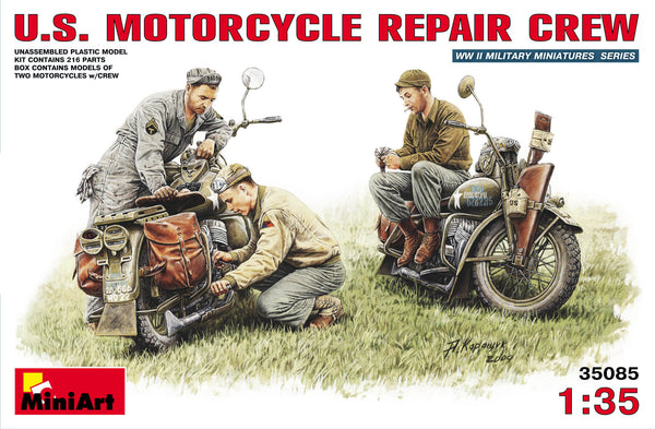 1/35 scale model Miniart US Motorcycle Repair Crew 35101
