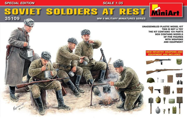 1/35 scale model Miniart Soviet Soldiers at Rest Special Edition Plastic Figure Kit 35109