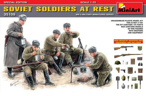 1/35 scale model Miniart Soviet Soldiers at Rest Special Edition Plastic Figure Kit 35109
