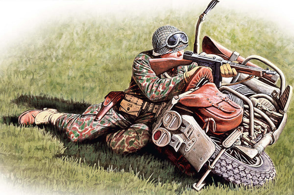 1/35 scale model Miniart U.S. Motorcycle WLA With Rifleman