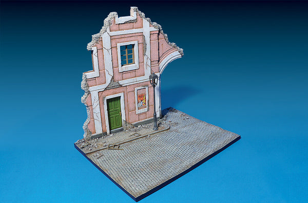 1/35 scale model Miniart Ruined Building with Base