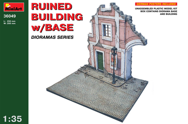 1/35 scale model Miniart Ruined Building with Base