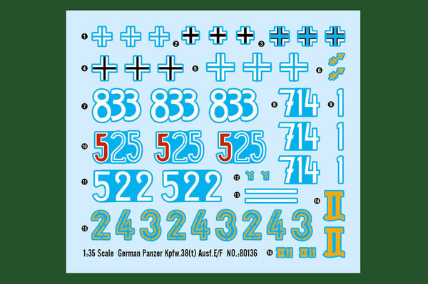 1/35 scale model Hobby Boss German Pz. Kpfw. 38 (t) Ausf. E/F tank Panzer