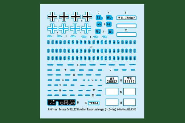 1/35 scale model HobbyBoss German Sd.Kfz.223 Leichter Panzerspahwagen (1st Series)