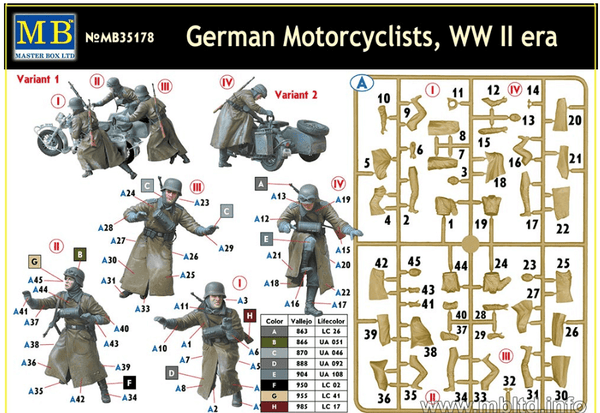MasterBox 1/35 - German Motorcyclists, WWII era