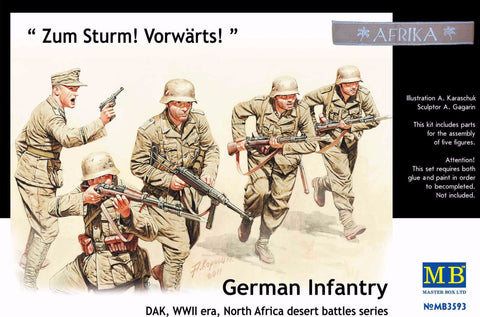 1/35 scale model MasterBox German Infantry DAK WWII North Africa desert Plastic Figure Kit 3593