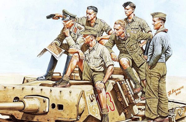 1/35 scale model MasterBox Rommel and German Tank Crew DAK WWII era Plastic Figure Kit 3561