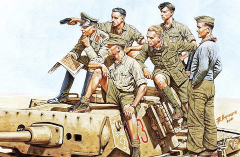 1/35 scale model MasterBox Rommel and German Tank Crew DAK WWII era Plastic Figure Kit 3561