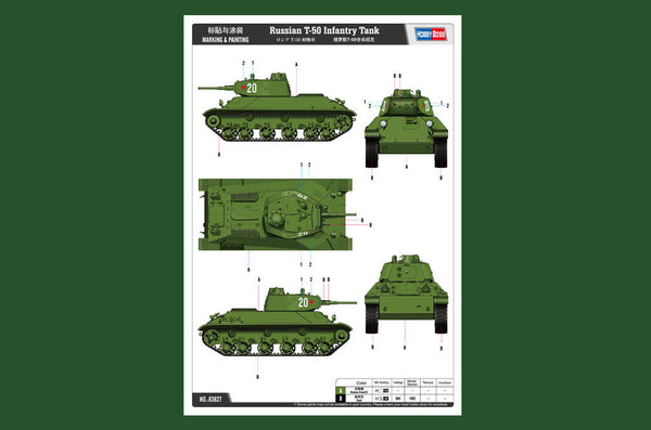  1/35 scale model HobbyBoss Russian T-50 Infantry Tank