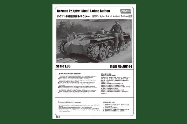 1/35 scale model HobbyBoss German Pz.Kpfw.1 Ausf. A ohne Aufbau