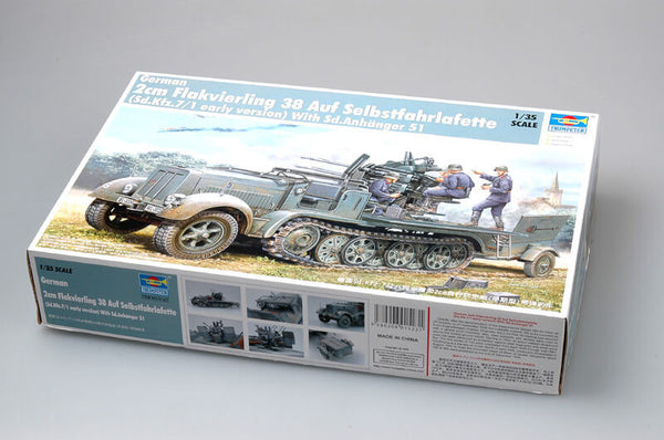 1/35 scale model Trumpeter Sd. Kfz. 7/1 Half-track with 20 mm Flakvierling 38 Early version Plastic kit 01523