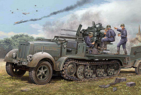 1/35 scale model Trumpeter Sd. Kfz. 7/1 Half-track with 20 mm Flakvierling 38 Early version Plastic kit 01523