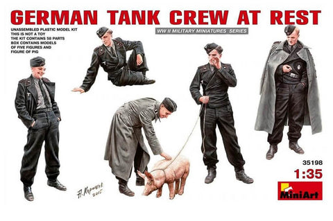 1/35 scale model Miniart German Tank Crew At Rest Plastic Figure Kit 35198