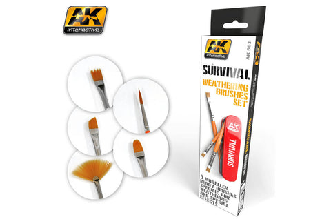 AK Interactive Brushes Survival Weathering Brush Set