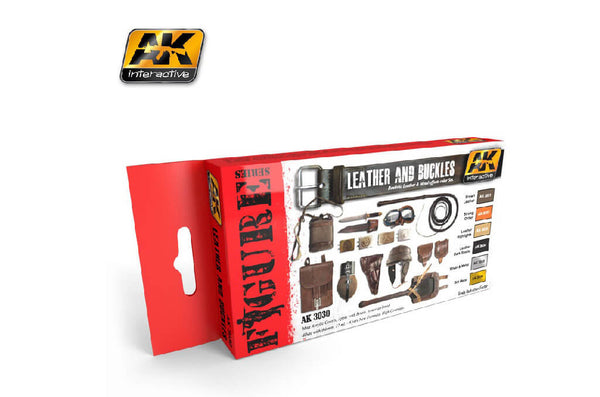 AK Interactive Leather and Buckles Paint Set