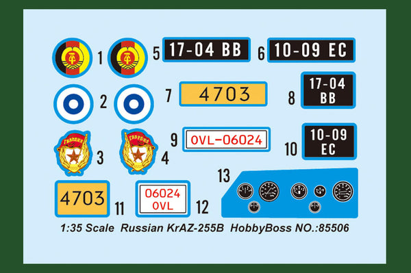 1/35 scale model Hobby Boss Russian KrAZ 255B truck