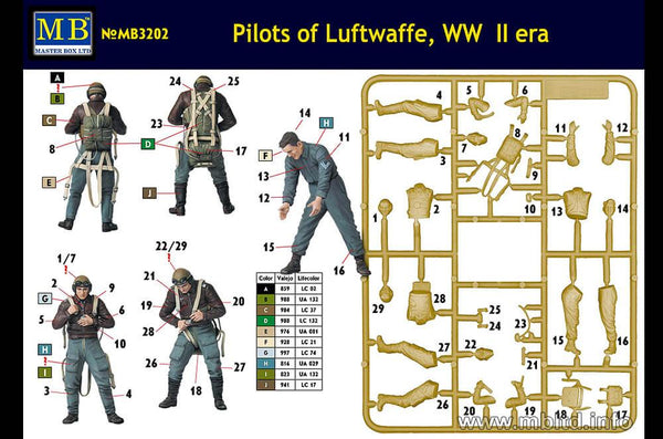 Master box 1:32 - Pilots of Luftwaffe, WWII Era - Plastic Figures Model Kit #3202
