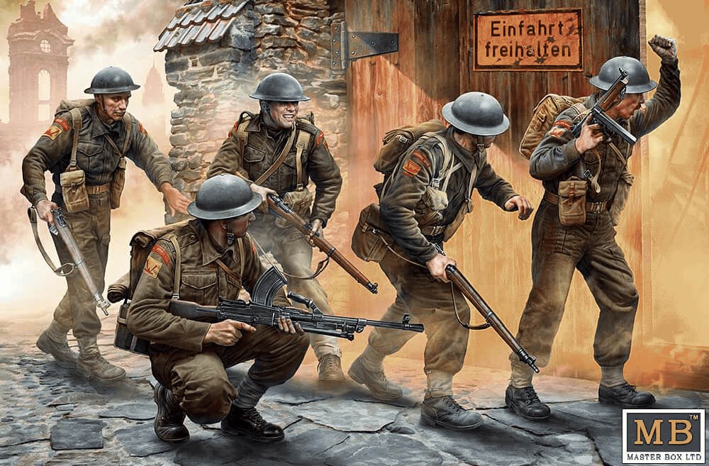 Master Box 1/35 Scale WWI British Infantry Figures - Unpainted Plastic Model Kit (5 Figures + Trench) - View #11