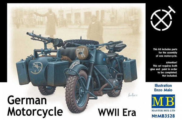 1/35 scale model Master Box German Motorcycle & Sidecar WWII