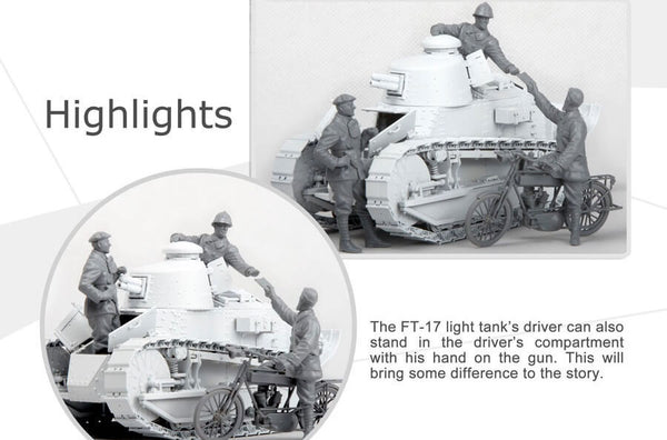1/35 scale Meng Model French FT-17 Light Tank Crew and Orderly