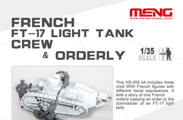 1/35 scale Meng Model French FT-17 Light Tank Crew and Orderly