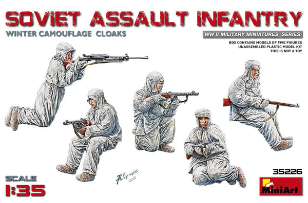 1/35 scale model Miniart Soviet Assault Infantry (Winter Cloaks)