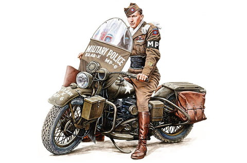 1/35 scale model Miniart US Military Policeman with Motorcycle