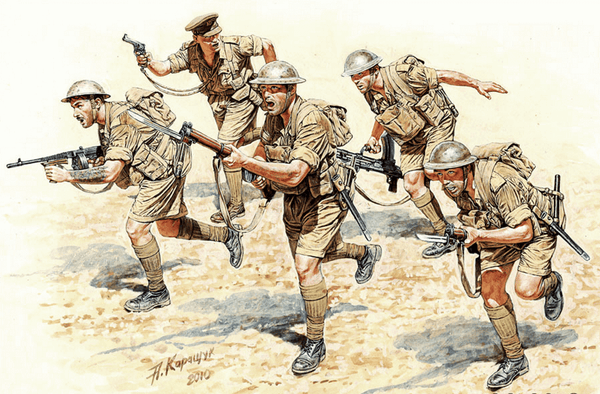 1/35 scale model MasterBox British Infantry in action North Africa WWII