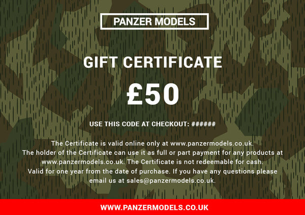 Panzer Models Gift Certificates