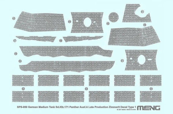 1/35 scale Sd.Kfz.171 Panther Zimmerit Decal A Type 1