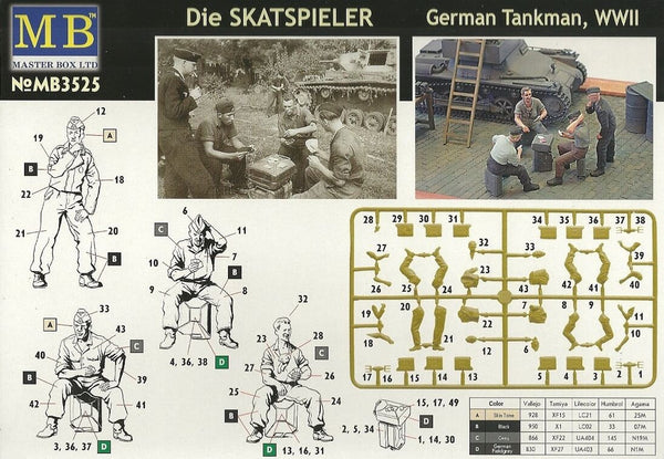1/35 scale model MasterBox German Tankmen WWII Skatspieler kit 3525