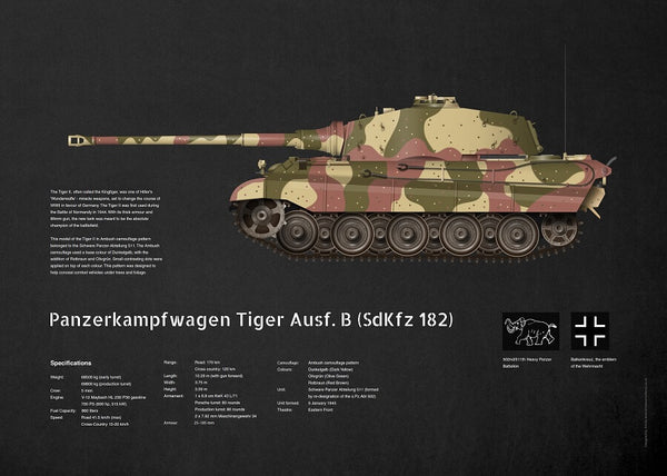 Wall Poster 50x70cm Tiger II Black