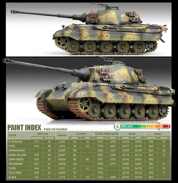 1/35 scale model Academy German Kingtiger Late Production Plastic kit 13229